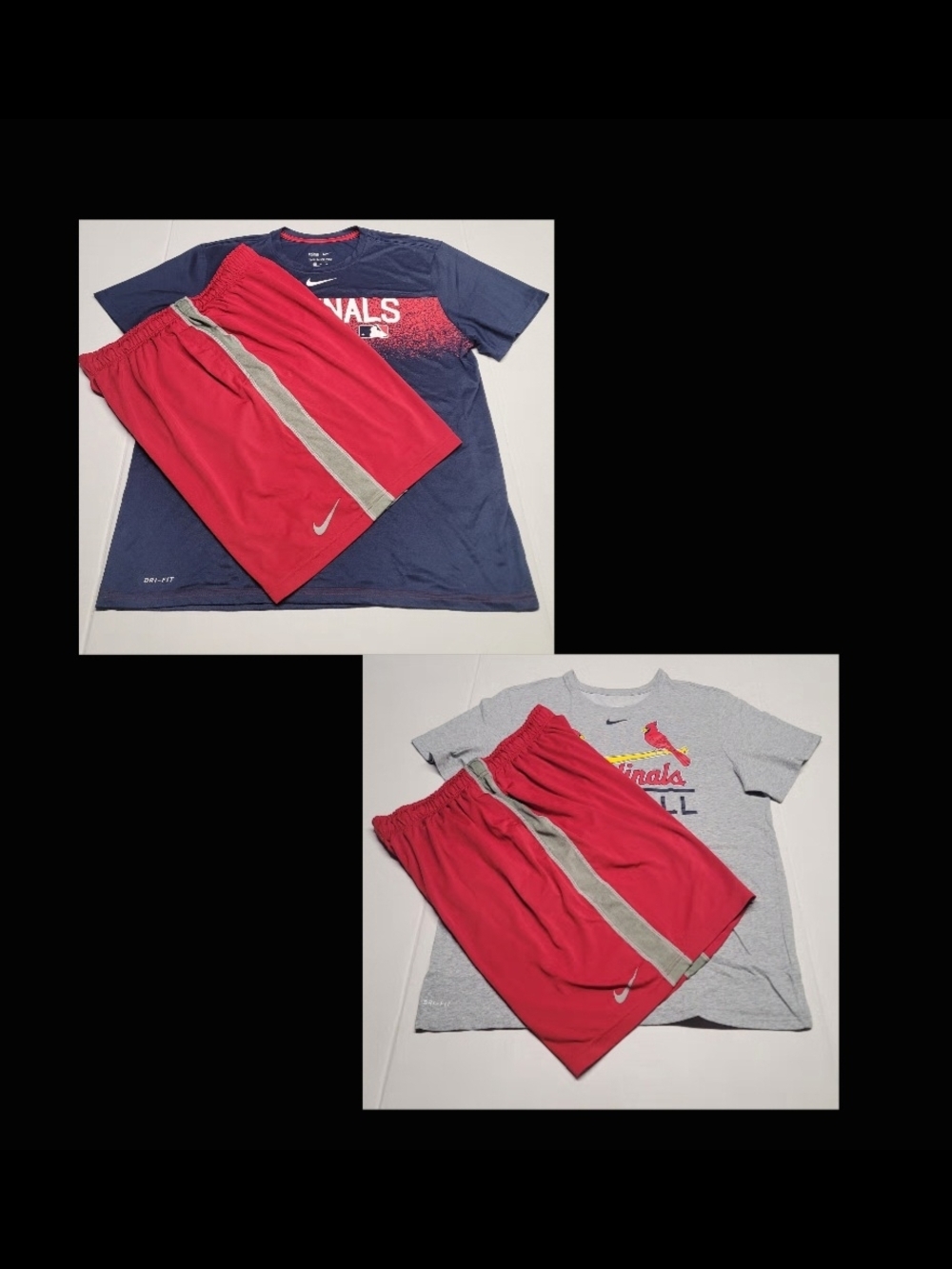 Nike Red Athletic Shorts with Gray Stripe Set